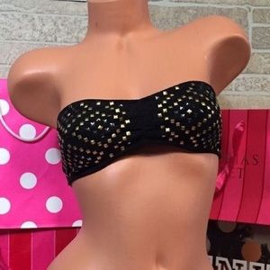 Black and gold strapless studded bandeau - PINK!